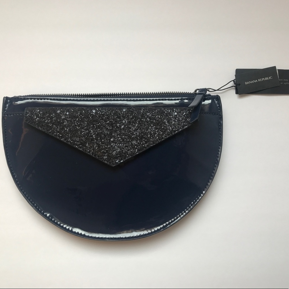Navy half moon clutch